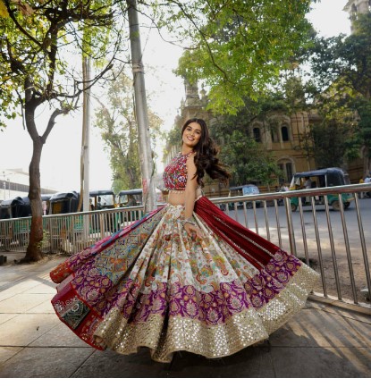 Multicolor Muslin Cotton Lehenga Choli